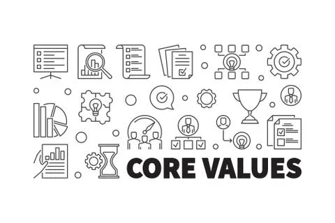 Core values horizontal outline banner. Vector illustration イラスト素材