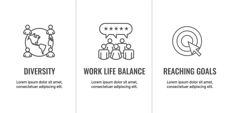 Core Values icon set and web header banner showing icons of core values Stock Illustration