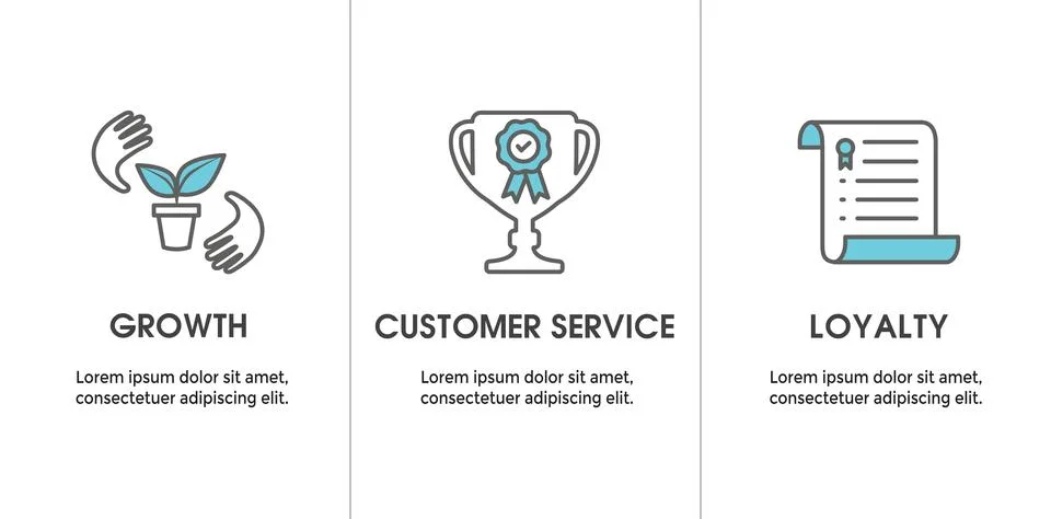 Core Values icon set and web header banner showing icons of core values Stock Illustration