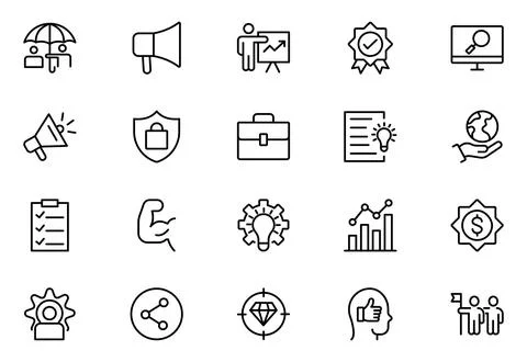 Core Values Icon Set. Minimal and Modern Vector Icons for Integrity, Ethics.. Stock Illustration