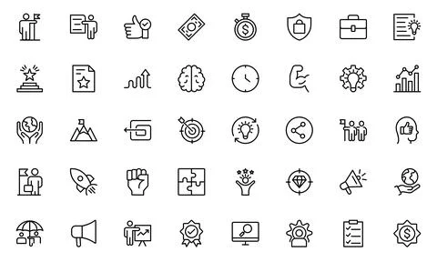 Core Values Icon Set. Minimal and Modern Vector Icons for Integrity, Ethics.. イラスト素材