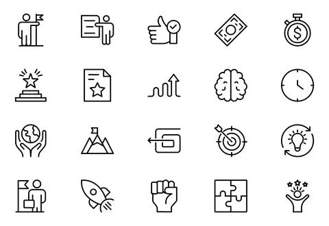 Core Values Icon Set. Minimal and Modern Vector Icons for Integrity, Ethics.. イラスト素材
