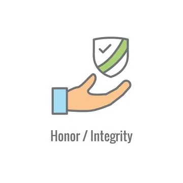 Core Values icon with value driven icon describing aspect of core values Illustrazione stock