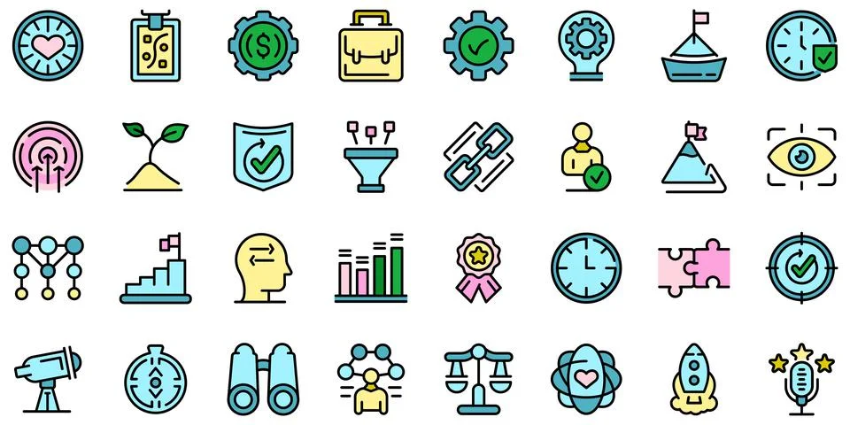 Core values icons set vector flat イラスト素材