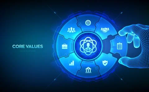 Core Values infographic. Responsibility Ethics Goals Company business conce.. Ilustração Stock