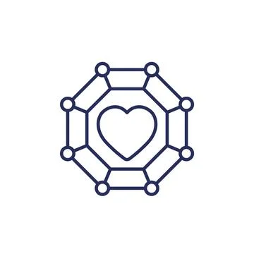 Core values line icon with a heart Stock Illustration