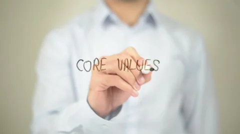 Core Values, Man writing on transparent screen Stock Footage 62827753