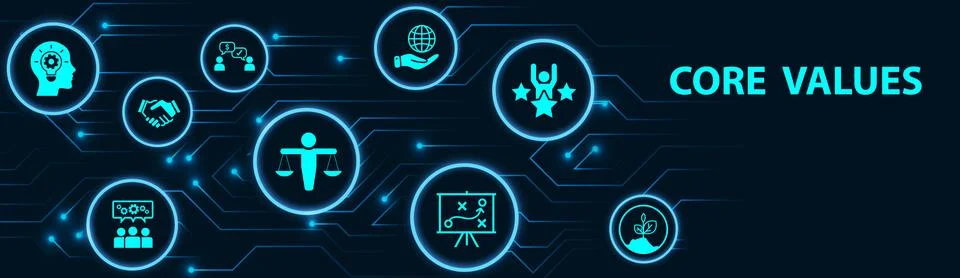 Core Values - Mission, integrity value icon Stock Illustration