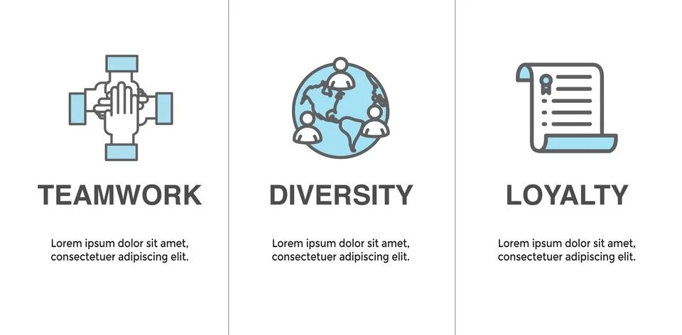 Core Values or Mission and Vision Icon Set Illustrazione stock
