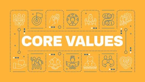 Core values orange word concept Illustrazione stock