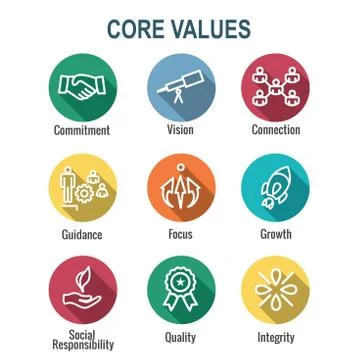 Core Values Outline / Line Icon Conveying Integrity &amp; Purpose Stock Illustration
