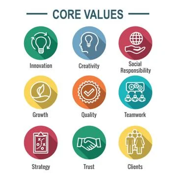 Core Values Outline / Line Icon Conveying Integrity &amp; Purpose Stock Illustration