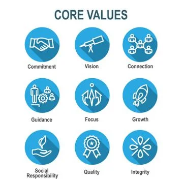 Core Values Outline / Line Icon Conveying Integrity &amp; Purpose Stock Illustration