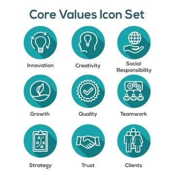 Core Values Outline / Line Icon Conveying Integrity &amp; Purpose Stock Illustration