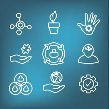 Core Values Outline / Line Icon Conveying Integrity &amp; Purpose Illustrazione stock