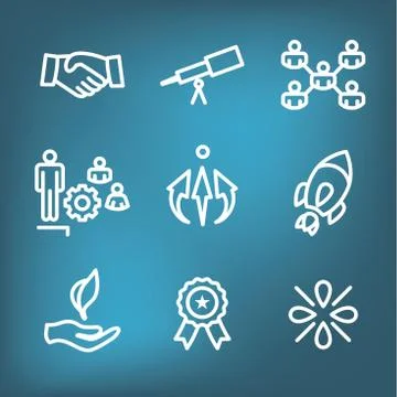 Core Values Outline / Line Icon Conveying Integrity &amp; Purpose Illustrazione stock