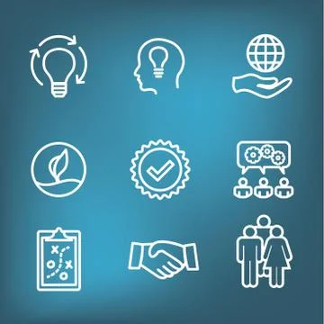 Core Values Outline / Line Icon Conveying Integrity &amp; Purpose Illustrazione stock