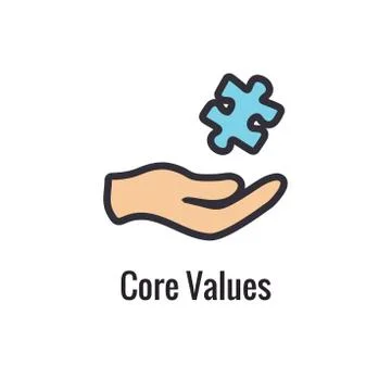 Core Values Outline / Line Icon Conveying Specific Purpose Illustrazione stock
