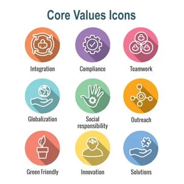 Core Values Outline / Line Icon Conveying Integrity &amp; Purpose Illustrazione stock