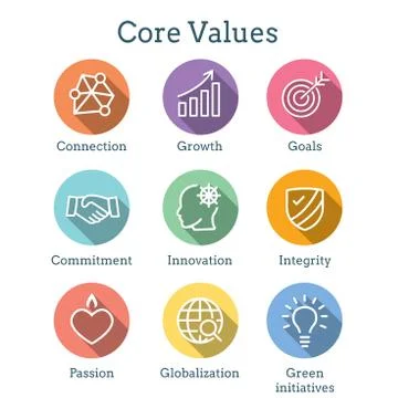Core Values Outline / Line Icon Conveying Integrity &amp; Purpose Stock Illustration