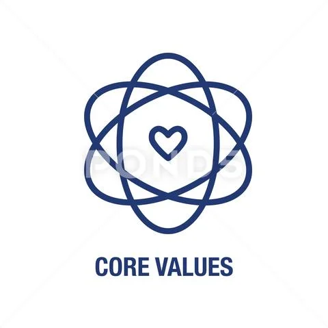 Core Values Outline / Line Icon Conveying Integrity & Purpose ...