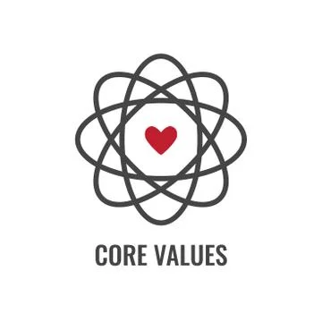 Core Values Outline / Line Icon Conveying Integrity &amp; Purpose Illustrazione stock
