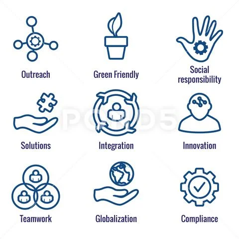 Core Values Outline / Line Icon Conveying Integrity & Purpose: Royalty ...