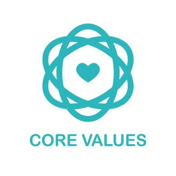 Core Values Outline / Line Icon Conveying Integrity &amp; Purpose Stock Illustration