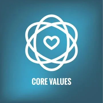 Core Values Outline / Line Icon Conveying Integrity &amp; Purpose Stock Illustration
