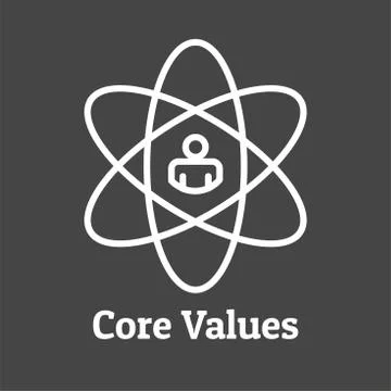 Core Values Outline / Line Icon Conveying Integrity &amp; Purpose Stock Illustration