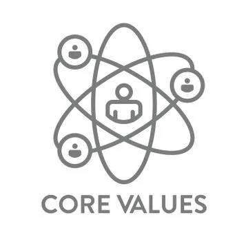 Core Values Outline / Line Icon Conveying Integrity &amp; Purpose Illustrazione stock