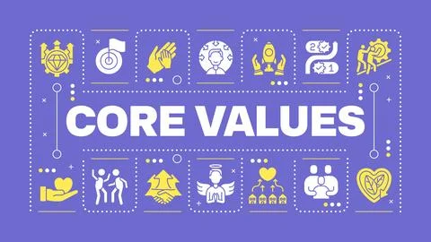 Core values purple word concept Stock Illustration