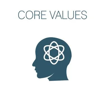 Core Values Solid Icon with person and collaborating / thinking ideas Stock Illustration