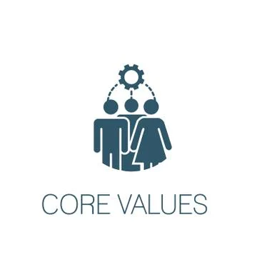 Core Values Solid Icon with person and collaborating / thinking ideas Stock Illustration