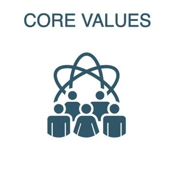 Core Values Solid Icon with person and collaborating / thinking ideas Stock Illustration
