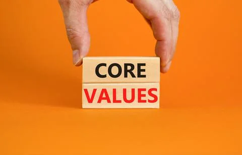 Core values symbol. Concept words Core values on wooden blocks on a beautiful 스톡 사진