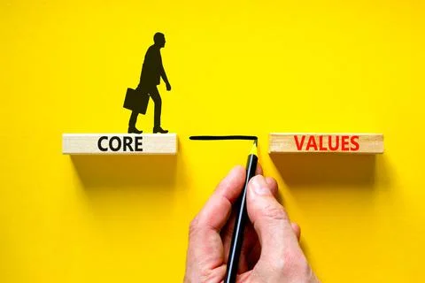 Core values symbol. Concept words Core values on wooden blocks on a beautiful Foto stock