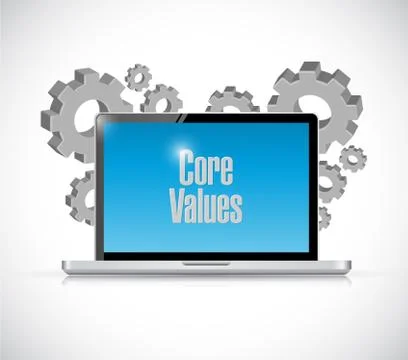 Core values technology sign illustration Ilustração Stock