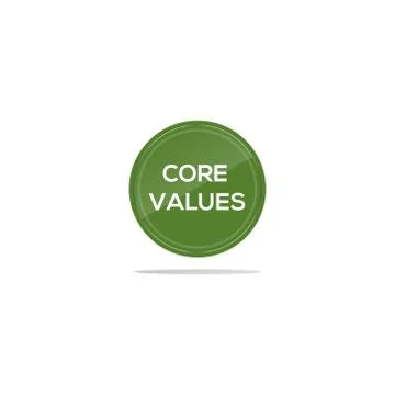 Core values text in green circle 스톡 일러스트