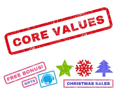 Core Values Text Rubber Seal Stamp Watermark with Bonus Illustrazione stock