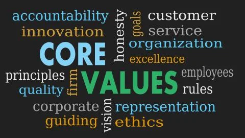 Core values word cloud, business concept - Illustration Stock Illustration