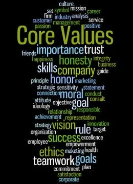 Core values, word cloud concept Stock Illustration