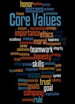 Core values, word cloud concept Stock Illustration