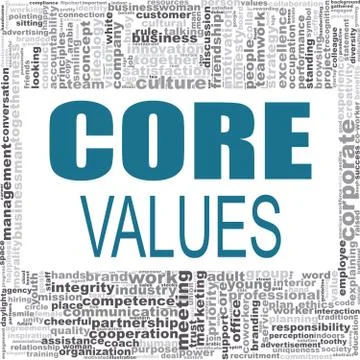 Core values word cloud Stock Illustration