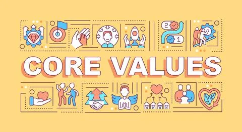 Core values word concepts banner Illustrazione stock