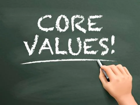Core values words written by hand Stock Illustration