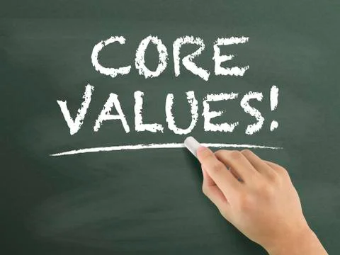 Core values words written by hand Stock Illustration