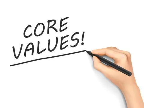 Core values words written by hand Stock Illustration