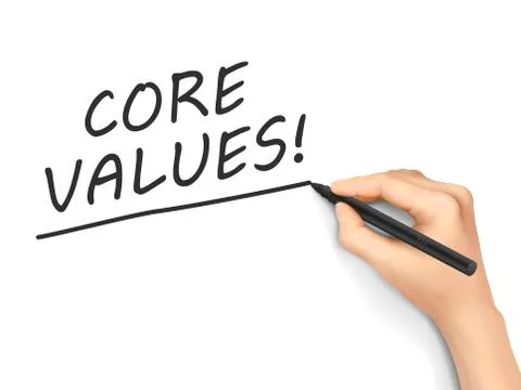 Core values words written by hand Stock Illustration