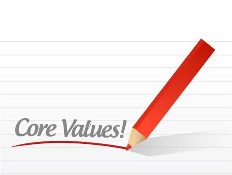 Core values written on a white paper. illustration Stock Illustration